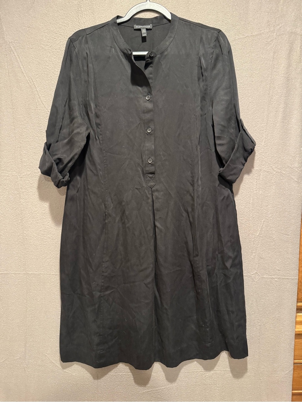 Eileen Fisher Black Tencel Dress with Label Detail